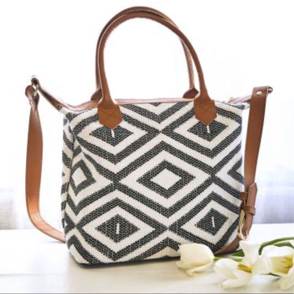 Tribe Alive Tribal Graphic Custom Carryall Leather Trim Shoulder Bag